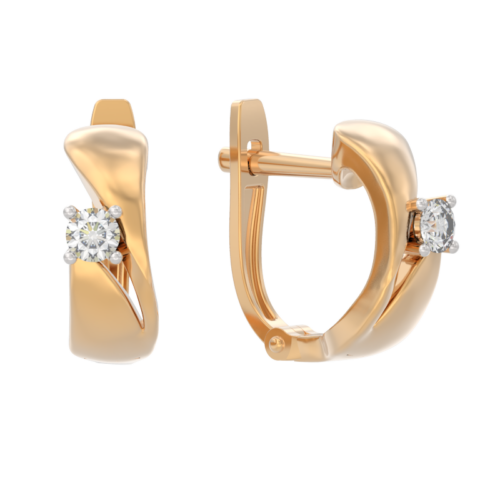 Серьги из золота 585 пробы с бриллиантом