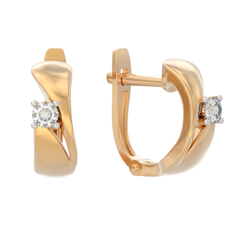 Серьги из золота 585 пробы с бриллиантом