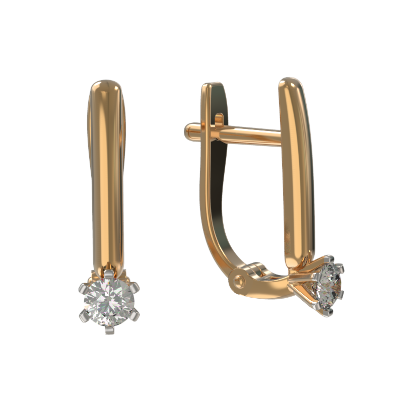 Серьги из золота 585 пробы с бриллиантом