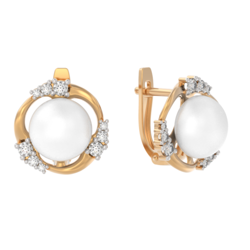 Серьги из золота 585 пробы с жемчугом