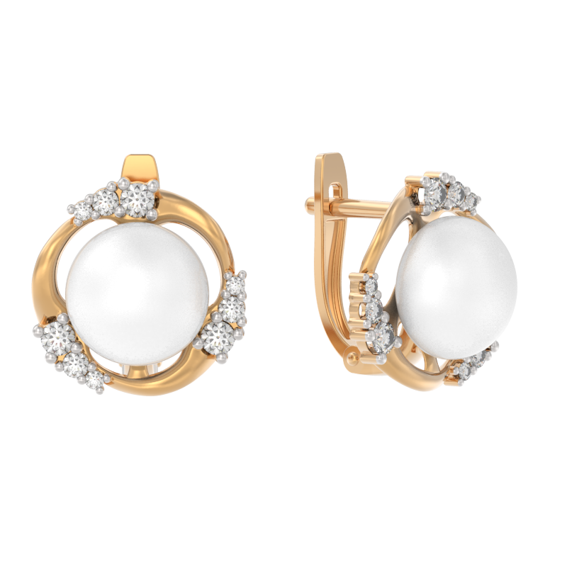 Серьги из золота 585 пробы с жемчугом