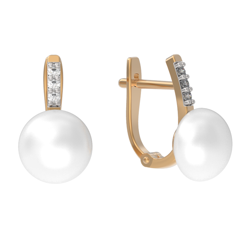 Серьги из золота 585 пробы с жемчугом