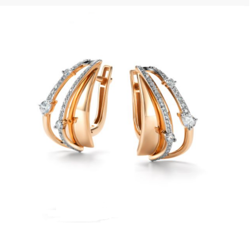 Серьги из золота 585 пробы с бриллиантом