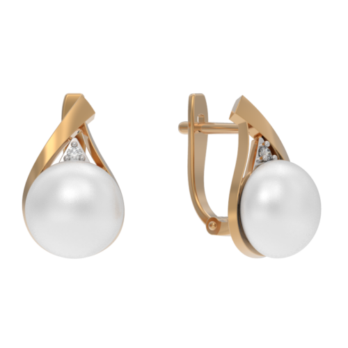 Серьги из золота 585 пробы с жемчугом