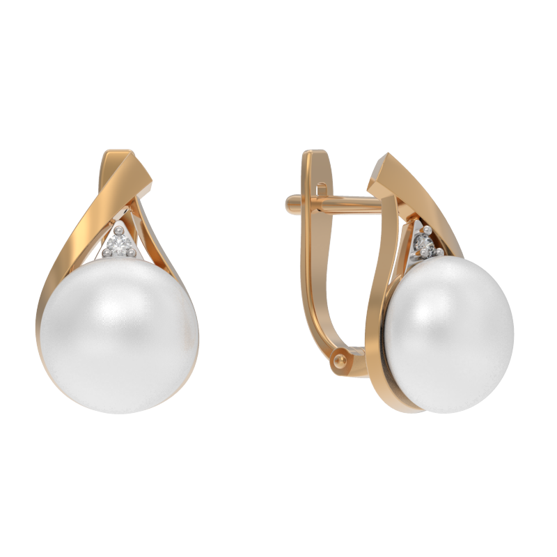 Серьги из золота 585 пробы с жемчугом