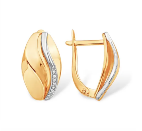 Серьги из золота 585 пробы с фианитом