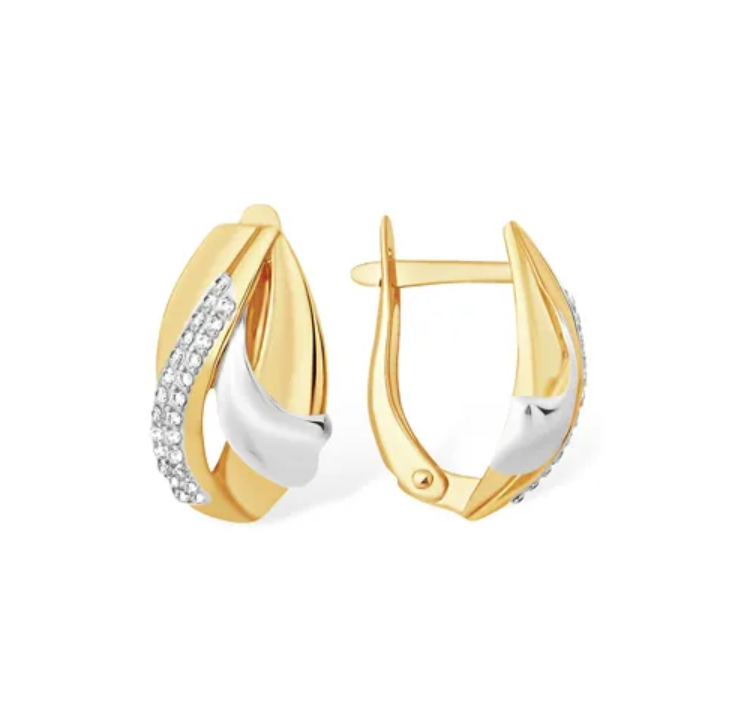 Серьги из золота 585 пробы с фианитом