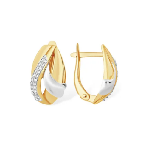 Серьги из золота 585 пробы с фианитом
