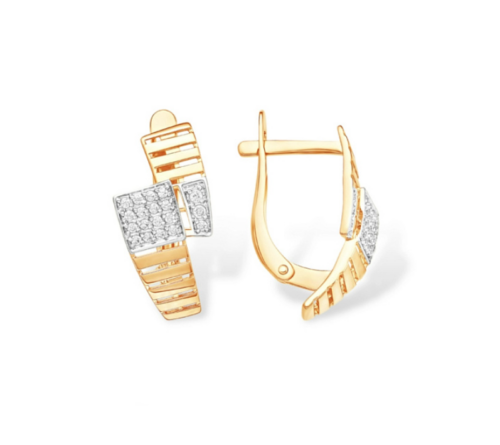 Серьги из золота 585 пробы с фианитом
