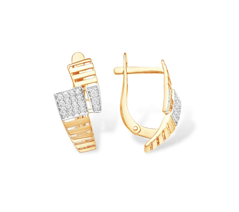 Серьги из золота 585 пробы с фианитом