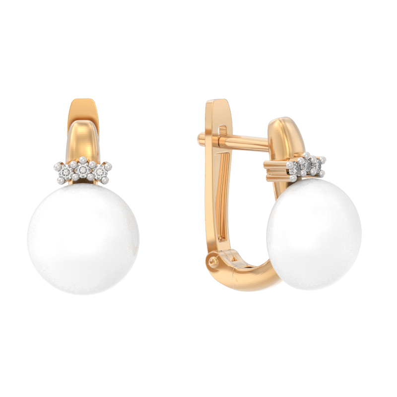 Серьги из золота 585 пробы с жемчугом